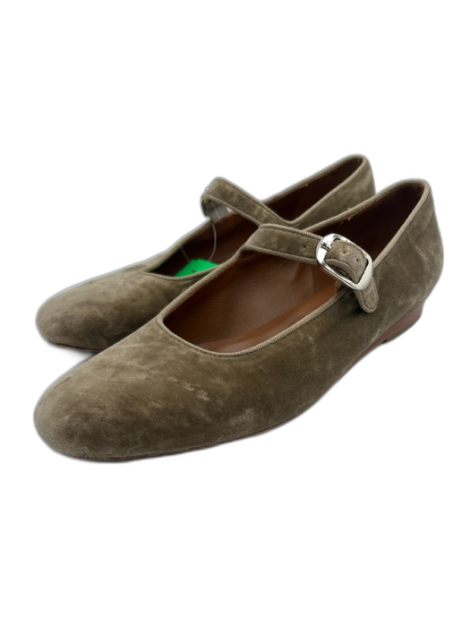 Le Monde Shoe Size 40 Taupe Leather Lined Velvet Square Toe Mary Jane Flats Taupe / 40