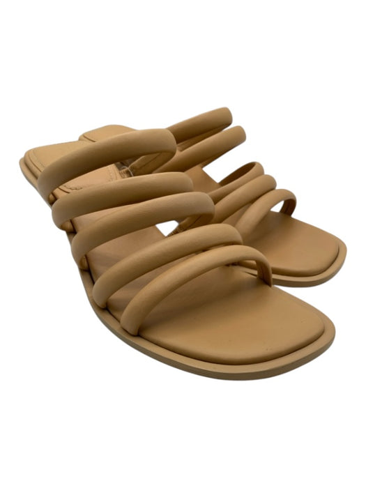 Mercedes Castillo Shoe Size 9 Tan Leather Strappy Open Toe Mule Pump Sandals Tan / 9