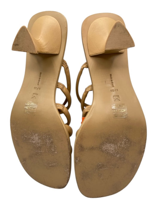 Mercedes Castillo Shoe Size 9 Tan Leather Strappy Open Toe Mule Pump Sandals Tan / 9