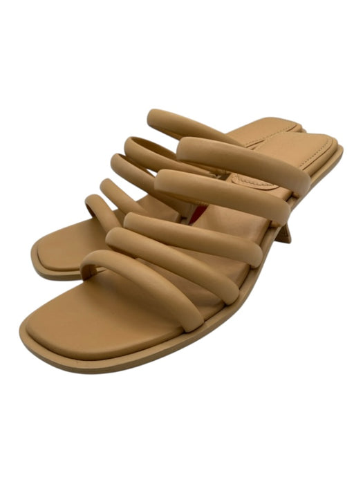 Mercedes Castillo Shoe Size 9 Tan Leather Strappy Open Toe Mule Pump Sandals Tan / 9