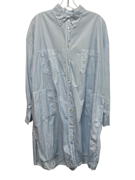 Forte Forte Size One Size Baby Blue Cotton Long Sleeve Button Up & Collar Dress Baby Blue / One Size
