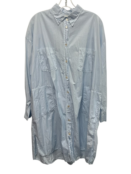 Forte Forte Size One Size Baby Blue Cotton Long Sleeve Button Up & Collar Dress Baby Blue / One Size
