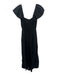La Ligne Size S Black Linen Blend Cap Sleeve Square Neck Pleated Detail Dress Black / S