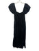 La Ligne Size S Black Linen Blend Cap Sleeve Square Neck Pleated Detail Dress Black / S