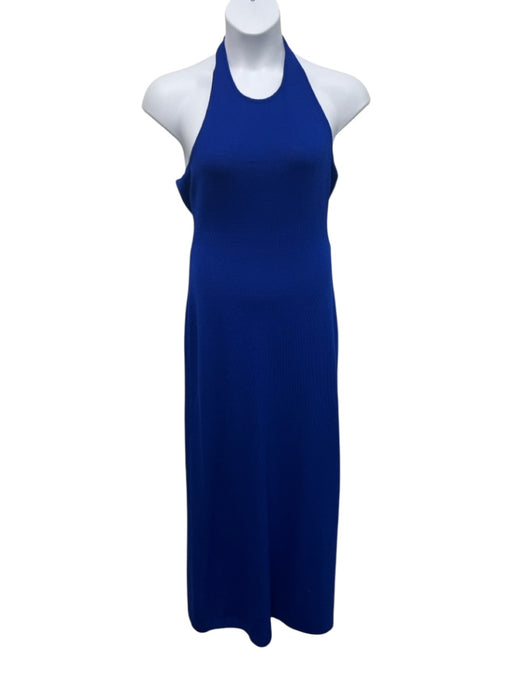 St John Size 6 Royal Blue Wool Blend Knit Halter Back Detail Maxi Dress Royal Blue / 6