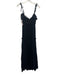 AMEN Size 42 / M Black Viscose Blend Chiffon Tiered velvet strap Maxi Dress Black / 42 / M