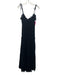 AMEN Size 42 / M Black Viscose Blend Chiffon Tiered velvet strap Maxi Dress Black / 42 / M