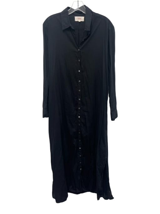 XiRENA Size S Black Cotton Button Up Collar Long Sleeve Maxi Dress Black / S