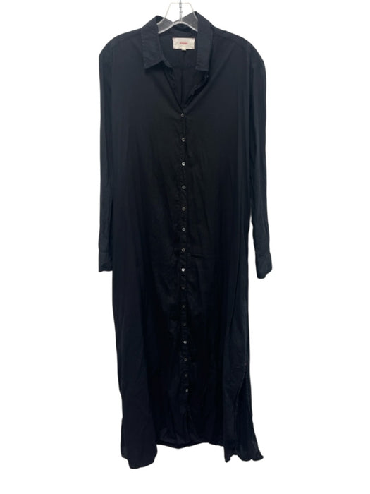 XiRENA Size S Black Cotton Button Up Collar Long Sleeve Maxi Dress Black / S