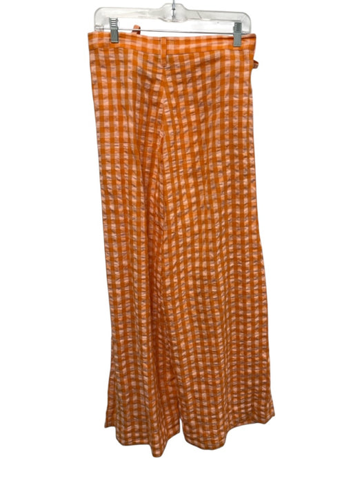 Coniglio Palm Beach Size One Size Orange & White Cotton High Rise Checked Pants Orange & White / One Size