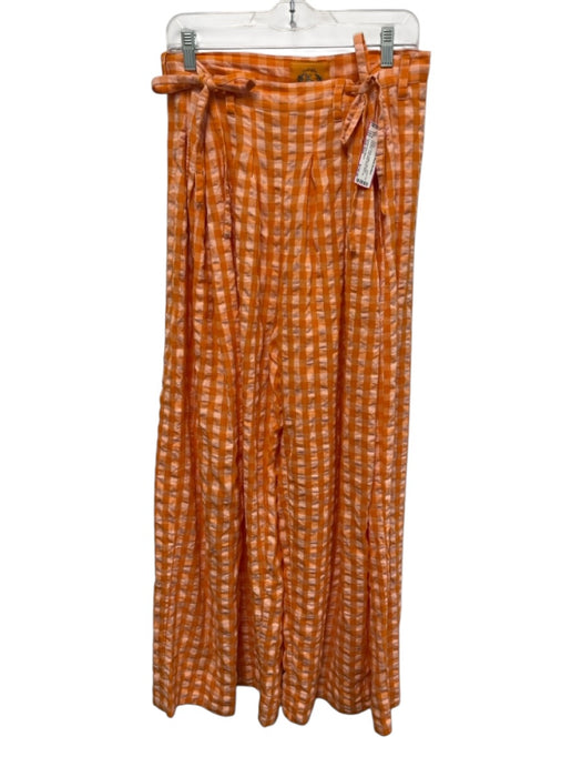 Coniglio Palm Beach Size One Size Orange & White Cotton High Rise Checked Pants Orange & White / One Size