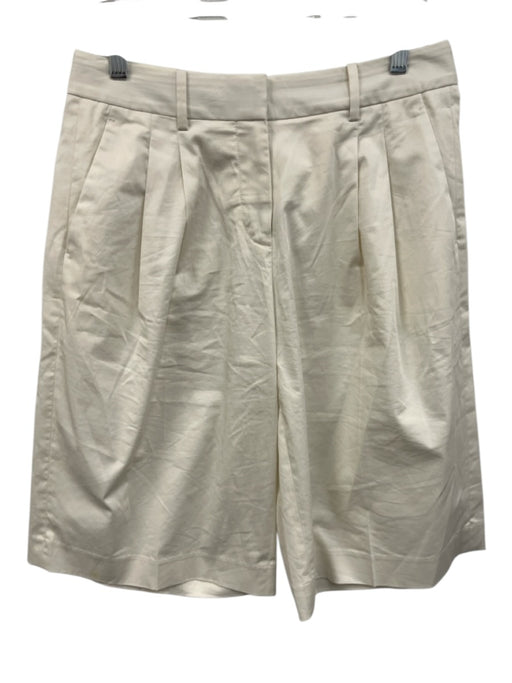 Aritzia Size 4 Cream White Cotton Blend Pleated Knee Length Trouser Shorts Cream White / 4