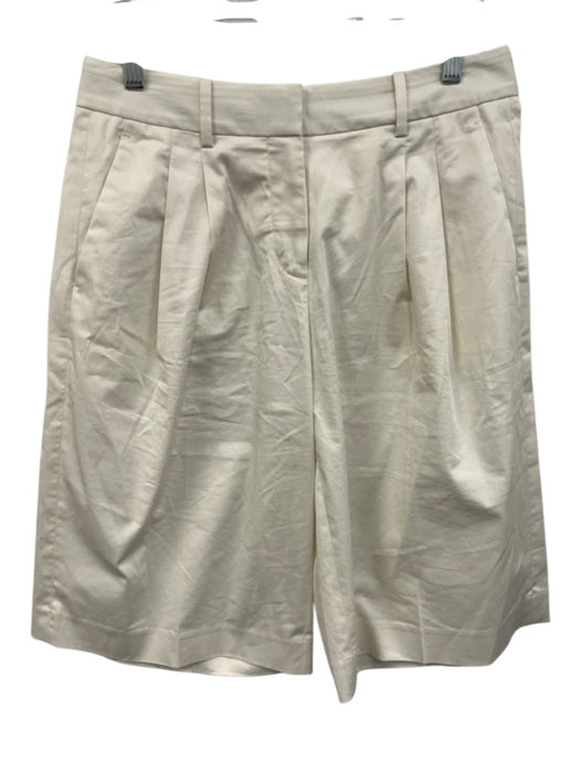 Aritzia Size 4 Cream White Cotton Blend Pleated Knee Length Trouser Shorts Cream White / 4