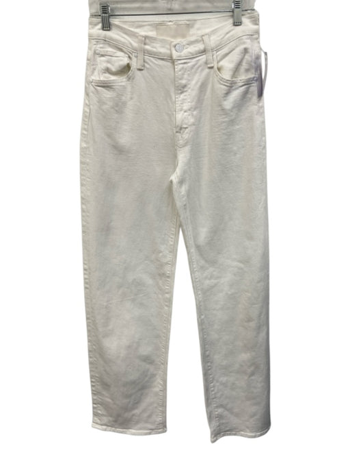 Mother Size 25 Ivory White Cotton Blend High Rise Zip Fly Wide Leg Jeans Ivory White / 25