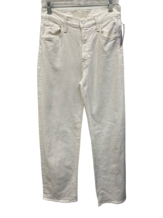 Mother Size 25 Ivory White Cotton Blend High Rise Zip Fly Wide Leg Jeans Ivory White / 25