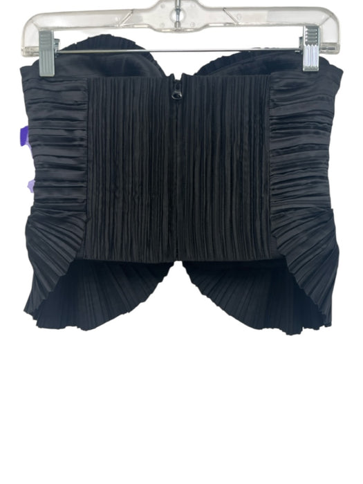 Cult Gaia Size S Black Polyester Plisse Zip Bustier Top Black / S