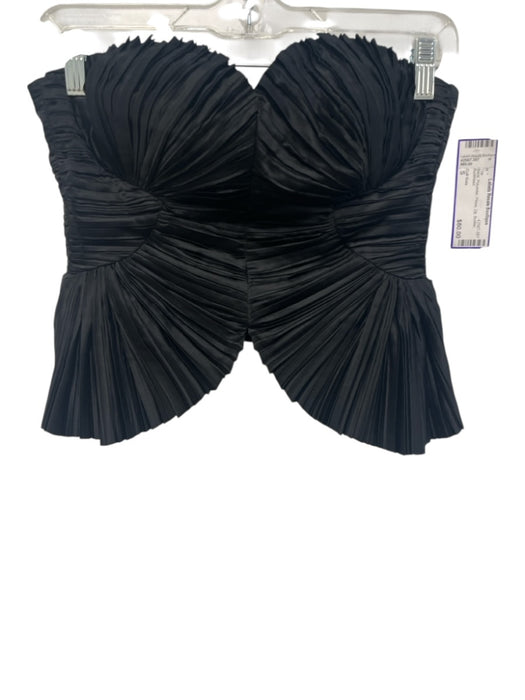Cult Gaia Size S Black Polyester Plisse Zip Bustier Top Black / S