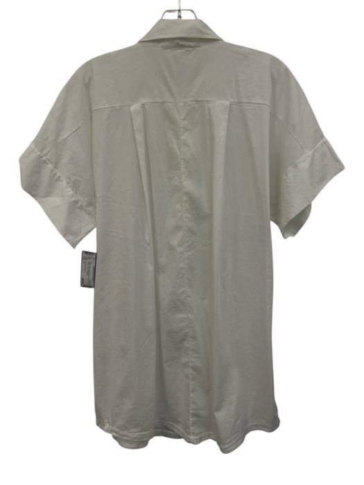 Transit Par Such Size 2 White Cotton Blend Button Down Short Sleeve Tunic Top White / 2