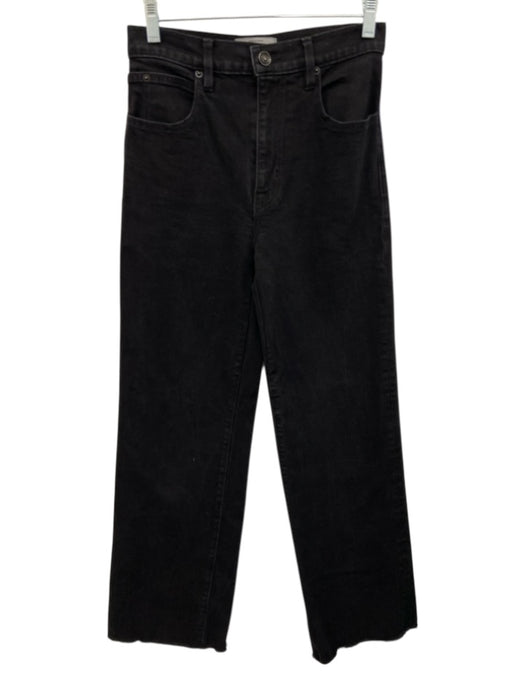 Slvrlake Size XS Black Cotton Blend Distressed High Rise Wide Leg Jeans Black / XS