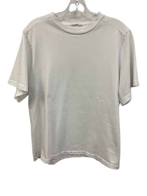 The Row Size S White Cotton Ribbed Collar Crew Neck short sleeve Top White / S