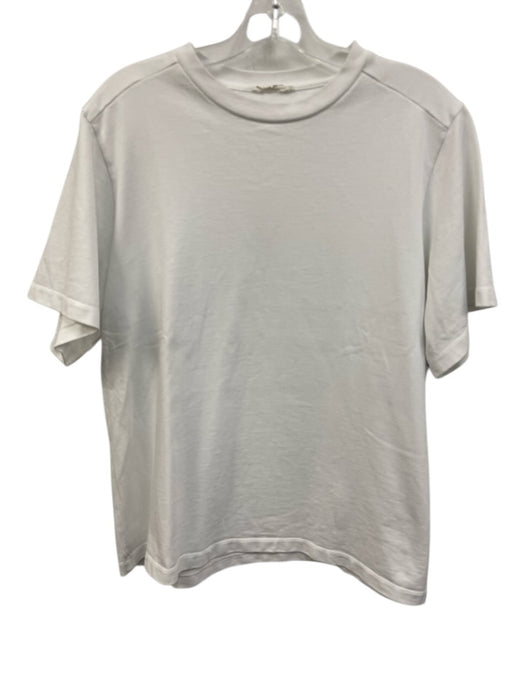 The Row Size S White Cotton Ribbed Collar Crew Neck short sleeve Top White / S