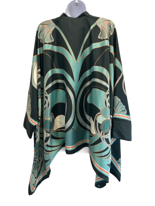 La Double J Size S Green & Orange Silk Twill Botanical Button Down Draped Top Green & Orange / S