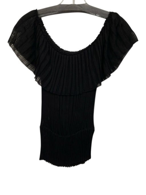 Gucci Size S Black Knit Pleated Off Shoulder Top Black / S