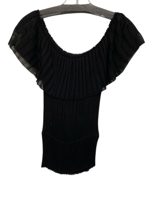 Gucci Size S Black Knit Pleated Off Shoulder Top Black / S