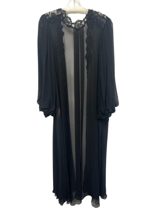 Jonquil by Diane Samandi Size M Black Polyester Chiffon Lace Trim rosette Robe Black / M