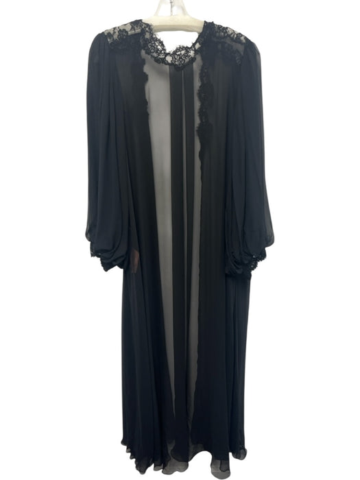 Jonquil by Diane Samandi Size M Black Polyester Chiffon Lace Trim rosette Robe Black / M
