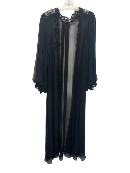 Jonquil by Diane Samandi Size M Black Polyester Chiffon Lace Trim rosette Robe Black / M