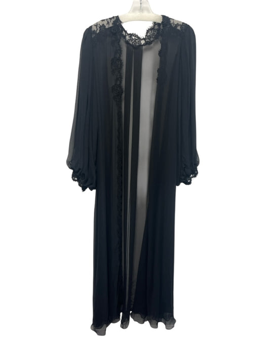 Jonquil by Diane Samandi Size M Black Polyester Chiffon Lace Trim rosette Robe Black / M