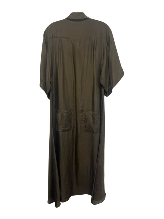 Flannel Size 2 Brown Silk Chiffon Button Down pintucked pockets Maxi Dress Brown / 2
