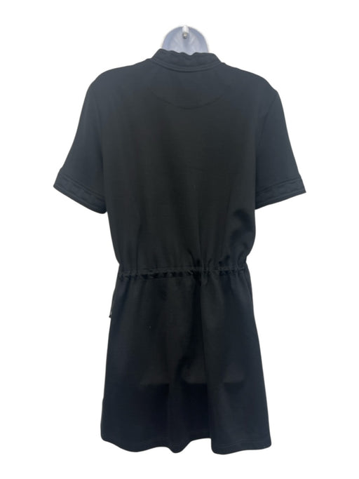 Hermes Size 42 / M Black cotton silk blend drawcord waist logo trim Mini Dress Black / 42 / M