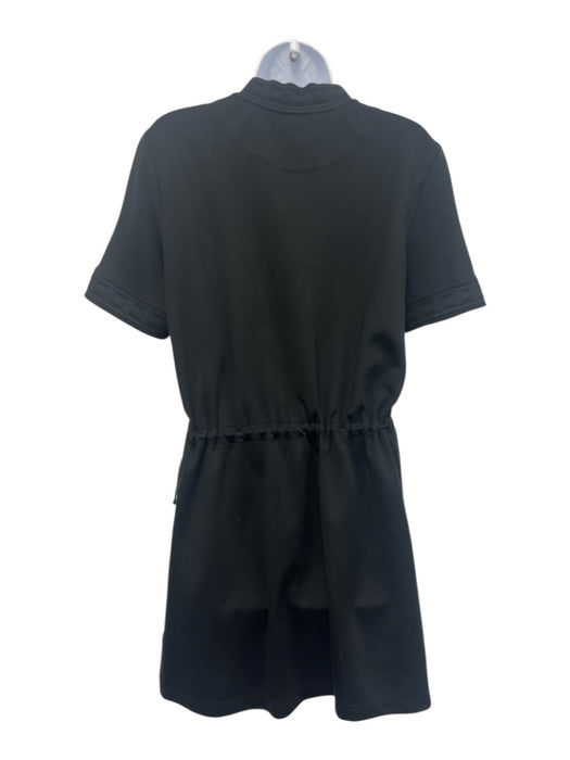 Hermes Size 42 / M Black cotton silk blend drawcord waist logo trim Mini Dress Black / 42 / M