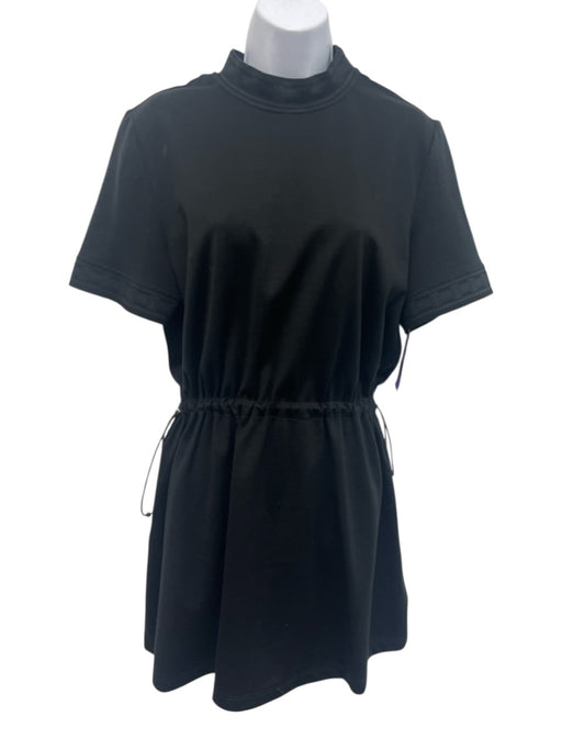 Hermes Size 42 / M Black cotton silk blend drawcord waist logo trim Mini Dress Black / 42 / M