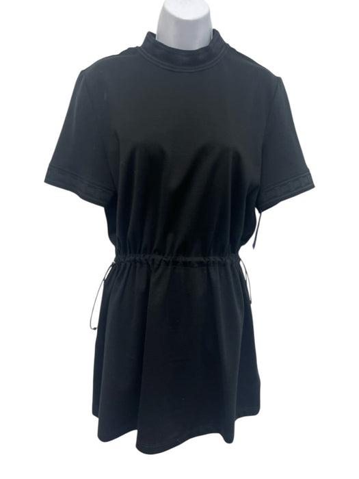 Hermes Size 42 / M Black cotton silk blend drawcord waist logo trim Mini Dress Black / 42 / M