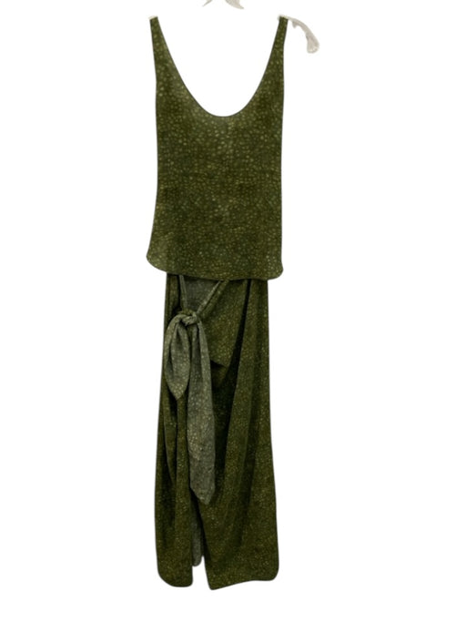Cortana Size 38 Green Silk Abstract Sleeveless High Low Top Green / 38