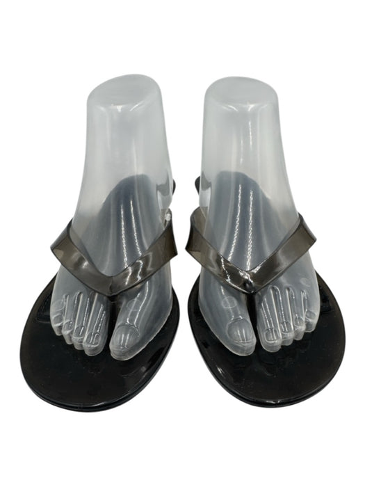 SKIMS Shoe Size 41 Black Rubber Translucent Thong Kitten Heel Sandals Black / 41