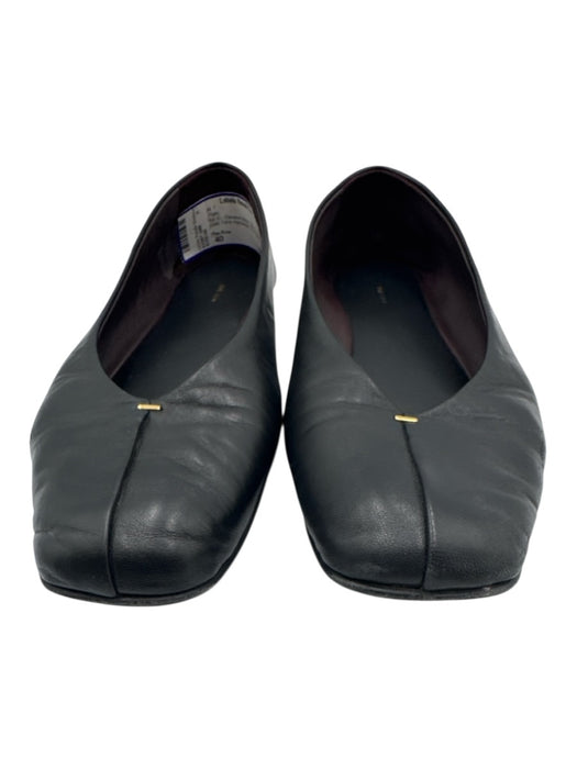 The Row Shoe Size 40 Black Leather Gold Tone Hardware Front Seam Flats Black / 40