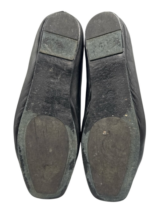 The Row Shoe Size 40 Black Leather Gold Tone Hardware Front Seam Flats Black / 40