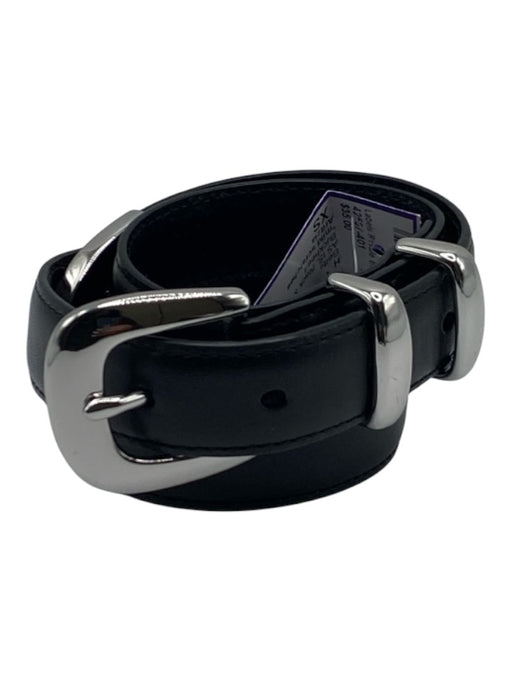 Aritzia Black & Silver Leather Buckle Belts Black & Silver / XS
