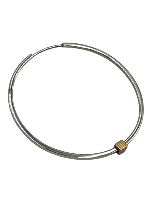 IVI Los Angeles Silver & Gold Rhodium Plated cube detail Seamless Hoop Earrings Silver & Gold