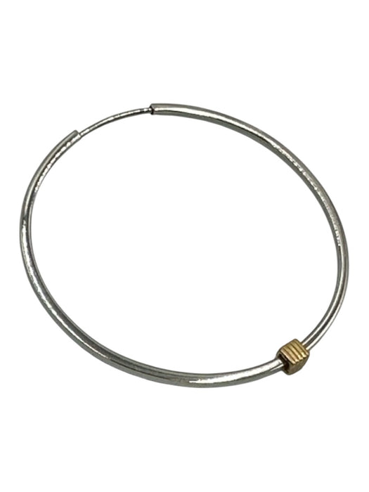 IVI Los Angeles Silver & Gold Rhodium Plated cube detail Seamless Hoop Earrings Silver & Gold