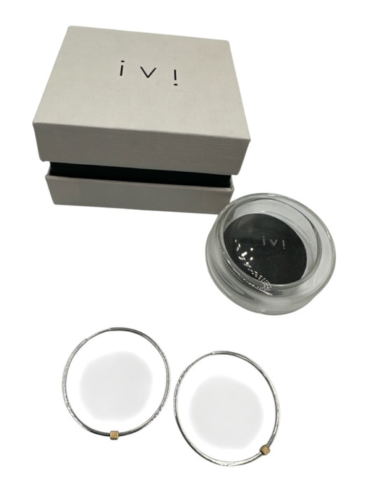 IVI Los Angeles Silver & Gold Rhodium Plated cube detail Seamless Hoop Earrings Silver & Gold