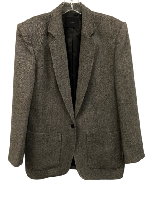 Blossom Size 2 Gray & Black Wool Blend Long Sleeve One Button Blazer Jacket Gray & Black / 2