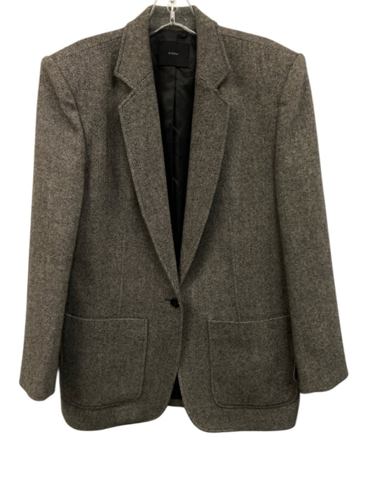 Blossom Size 2 Gray & Black Wool Blend Long Sleeve One Button Blazer Jacket Gray & Black / 2
