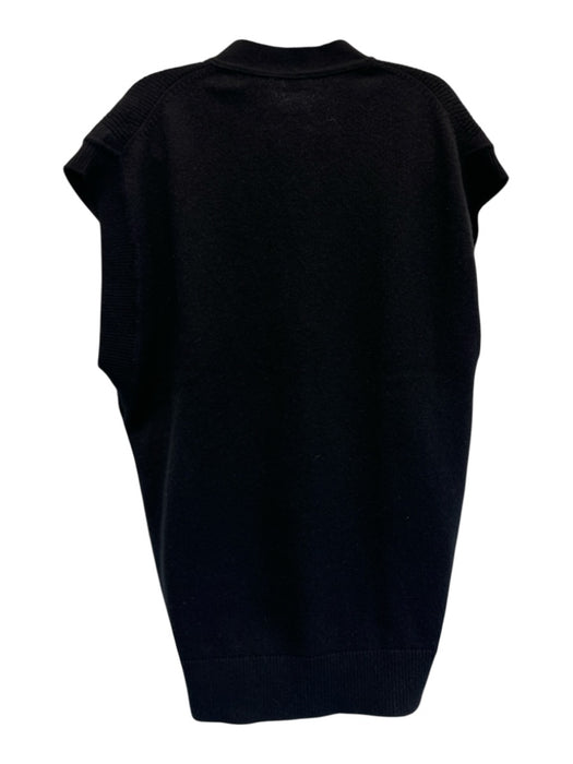 Hermes Size 36 Black Cashmere Sleeveless Knit Vest Buttons Sweater Black / 36
