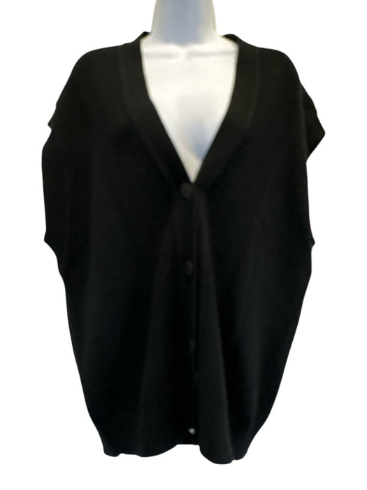 Hermes Size 36 Black Cashmere Sleeveless Knit Vest Buttons Sweater Black / 36
