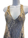 Pe De Chumbo Size Est S Beige & Slate BLue Viscose Woven Sleeveless V Neck Dress Beige & Slate BLue / Est S